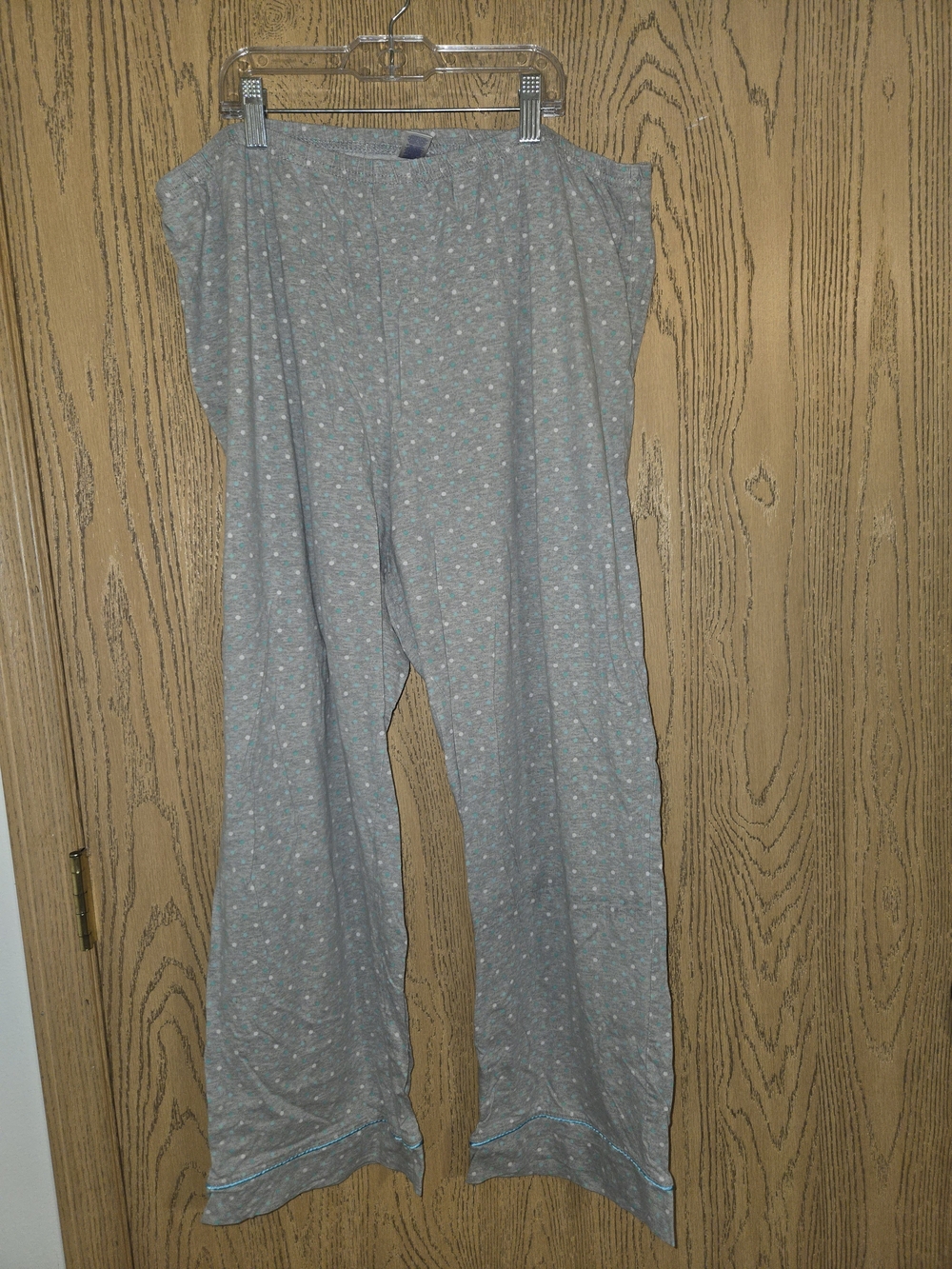 Laura Scott Gray Polka Dot Pajama Pants with Teal Accents